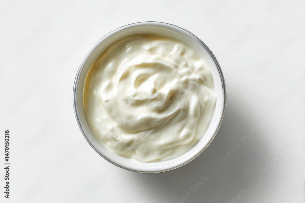 Simple Bowl of Smooth White Yogurt Isolated on White Simple Bowl of Smooth White Yogurt Isolated on White