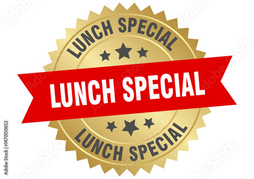 lunch special. lunch special round red and gold label isolated on transparent background