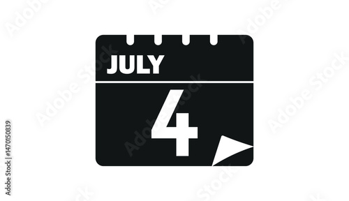 4th of july calender date. happy independence day. fourth july of united state of america png and vector illustration on transparent background