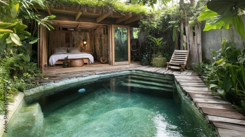 Wallpaper Mural Tropical Retreat Pool House Torontodigital.ca