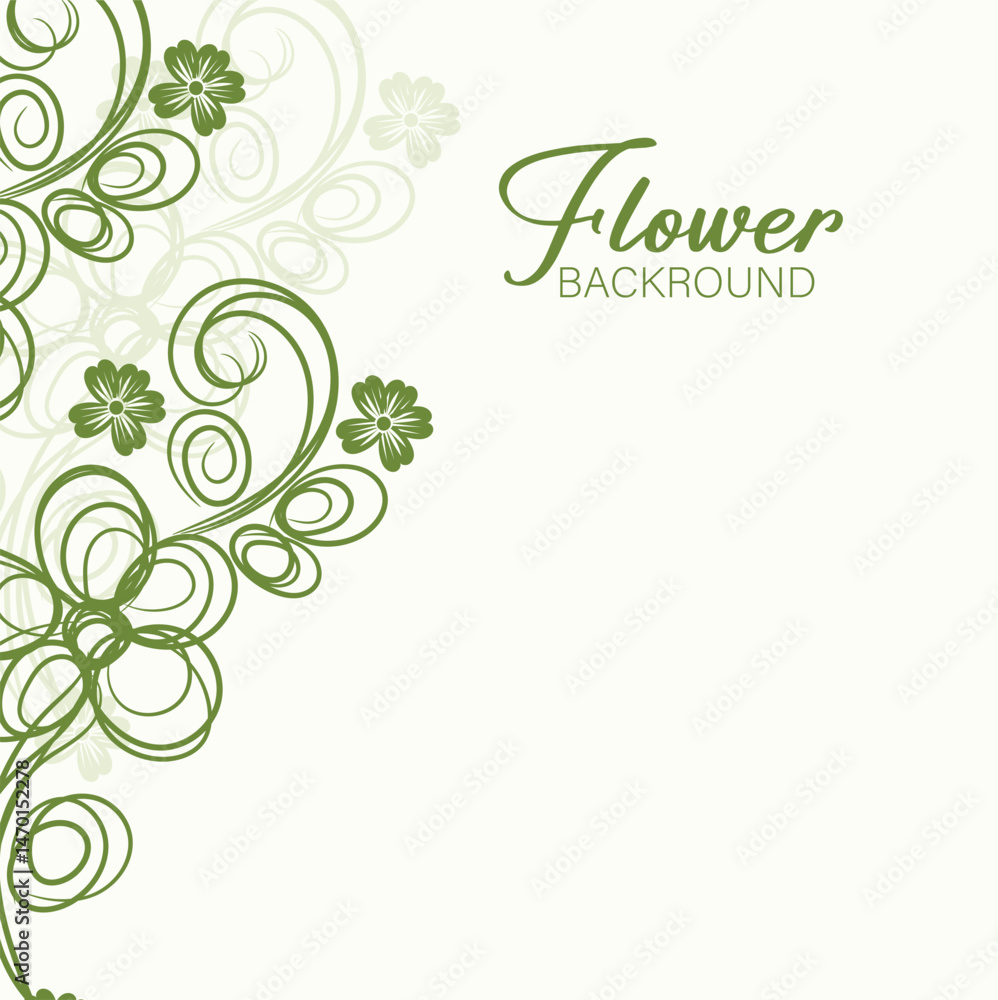 Green floral vector design with leaf and butterfly elements forms an abstract nature pattern for spring decoration or card art Green floral vector design with leaf and butterfly elements forms an abstract nature pattern for spring decoration or card art