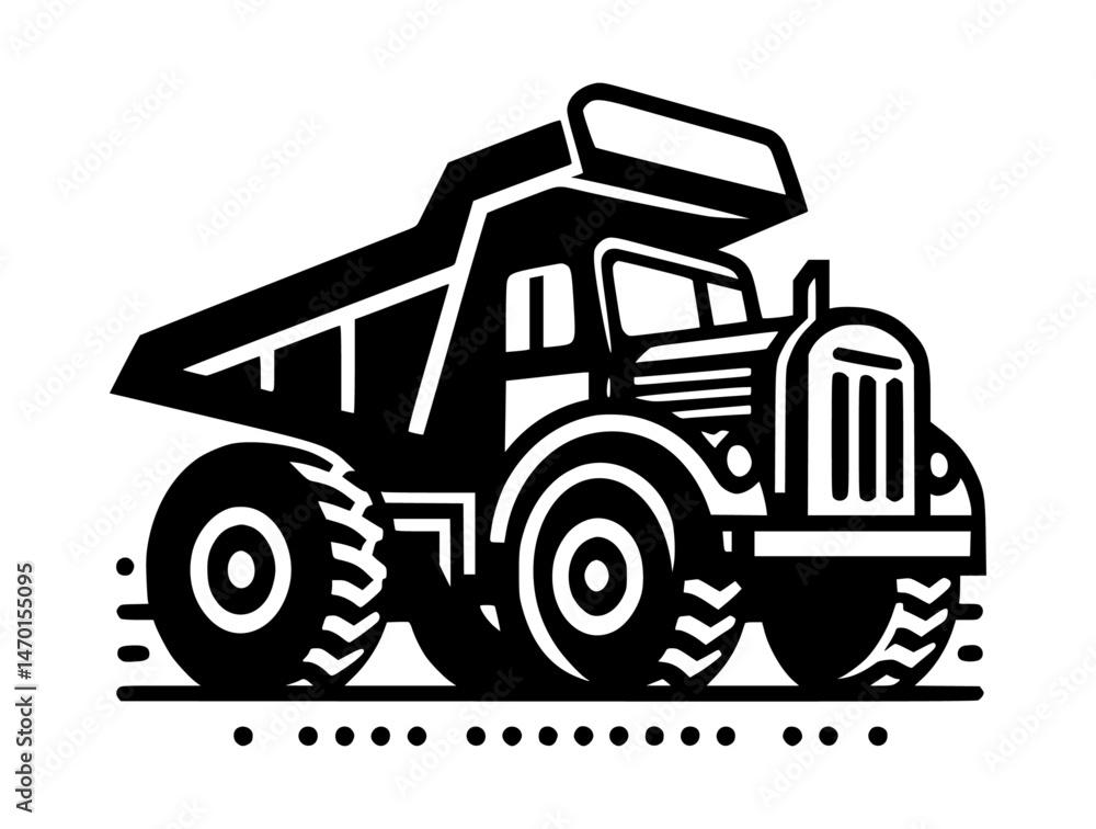 Naklejka premium Vintage Loader Truck Icon Logo Black Vector
