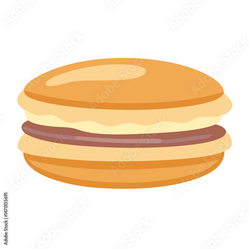 Dorayaki Pancake Sandwich with Filling Icon Representing Traditional Japanese Dessert