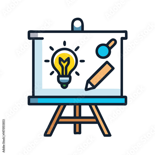 Drawing on Canvas Icon Representing Creative Art and Traditional Illustration
