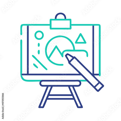 Drawing on Canvas Icon Representing Creative Art and Traditional Illustration