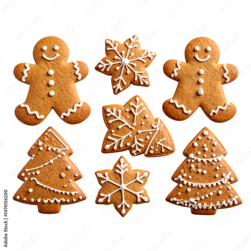 Christmas Gingerbread Cookie Set with Frosted Designs – Transparent Clipart Christmas Gingerbread Cookie Set with Frosted Designs – Transparent Clipart