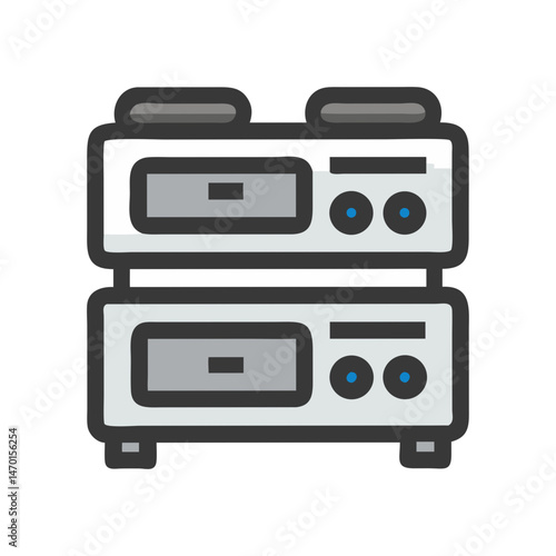 Dual Toaster Oven Appliance Icon Representing Kitchen Cooking Equipment