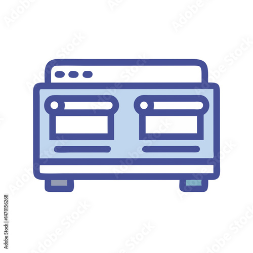 Dual Toaster Oven Appliance Icon Representing Kitchen Cooking Equipment