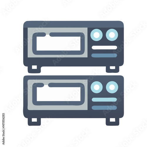 Dual Toaster Oven Appliance Icon Representing Kitchen Cooking Equipment