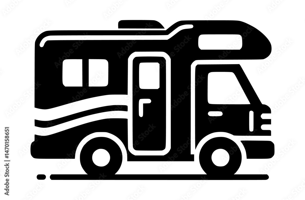 Naklejka premium Minimalist Truck Motorhome Icon Logo Black Vector