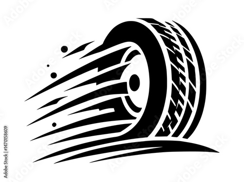 Tire Track Icon Logo Black Vector White Background