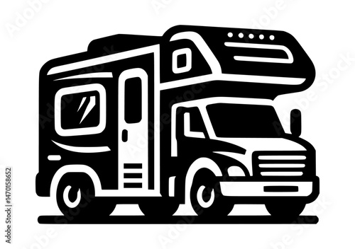 Black Truck Motorhome Logo Vector White Background