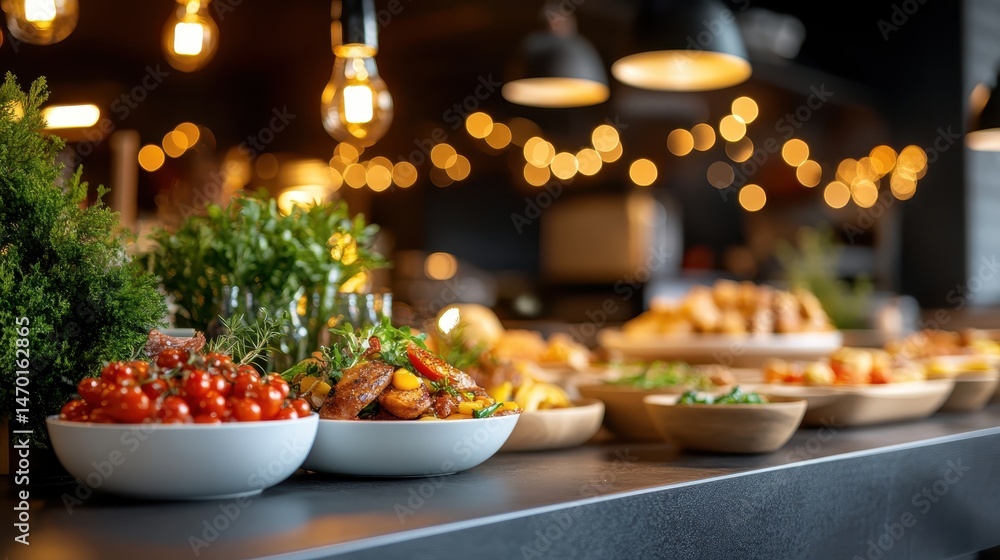 A visually stunning food display featuring an array of fresh ingredients and delicious options, capturing the essence of culinary art and a celebratory dining experience. A visually stunning food display featuring an array of fresh ingredients and delicious options, capturing the essence of culinary art and a celebratory dining experience.