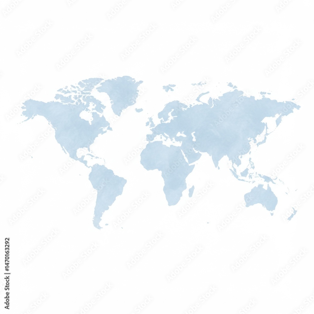 Fototapeta premium Light Blue Watercolor World Map Illustration