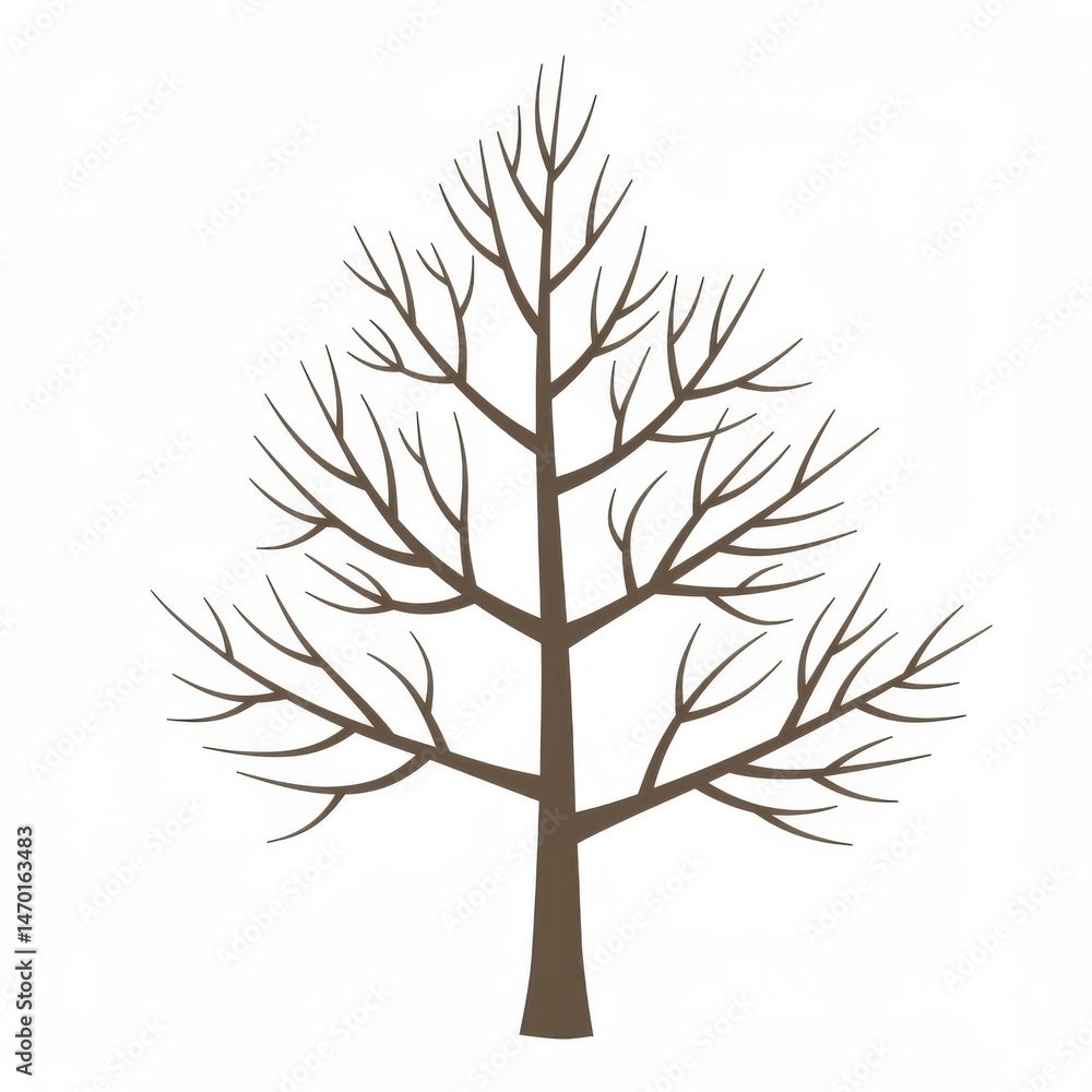 Obraz premium Brown Bare Tree Illustration on White Background