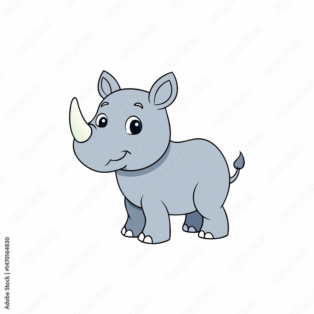 Cute cartoon rhinoceros character vector illustration isolated on white background Cute cartoon rhinoceros character vector illustration isolated on white background