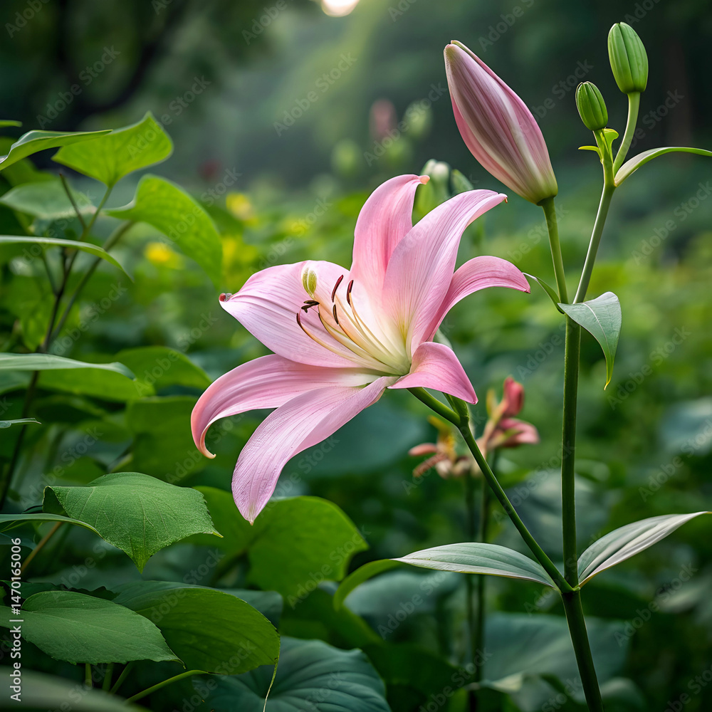 Fototapeta premium beautiful pink lily in garden