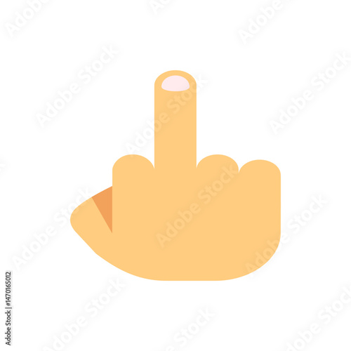 Illustration of a hand gesture with the middle finger extended on a white background in a cartoon style