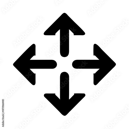  Four Arrow Cursor Icon – Move in All Directions, Navigation, and Interaction Symbol