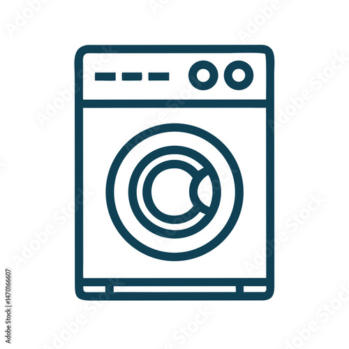  Front-Loading Washing Machine Icon – Laundry, Home Appliance, and Cleaning Symbol