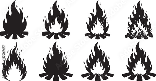 Black Fire Flame Silhouette Variations