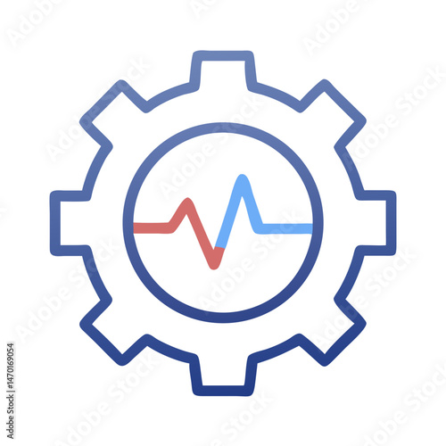 Gear with Pulse Icon – Performance Monitoring, Efficiency, and System Optimization Symbol