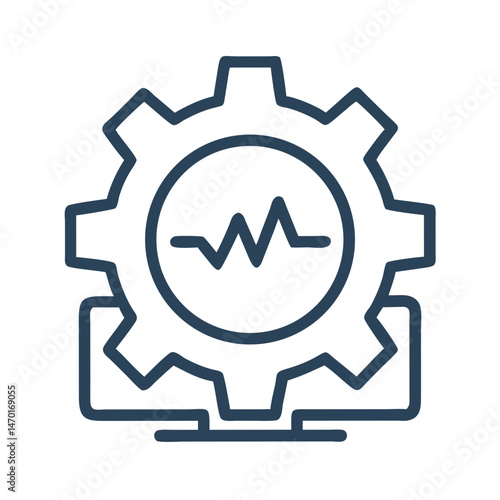 Gear with Pulse Icon – Performance Monitoring, Efficiency, and System Optimization Symbol