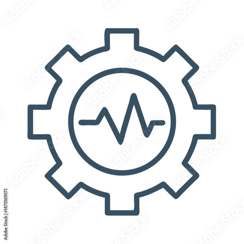 Gear with Pulse Icon – Performance Monitoring, Efficiency, and System Optimization Symbol