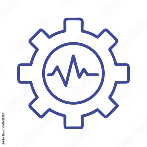 Gear with Pulse Icon – Performance Monitoring, Efficiency, and System Optimization Symbol