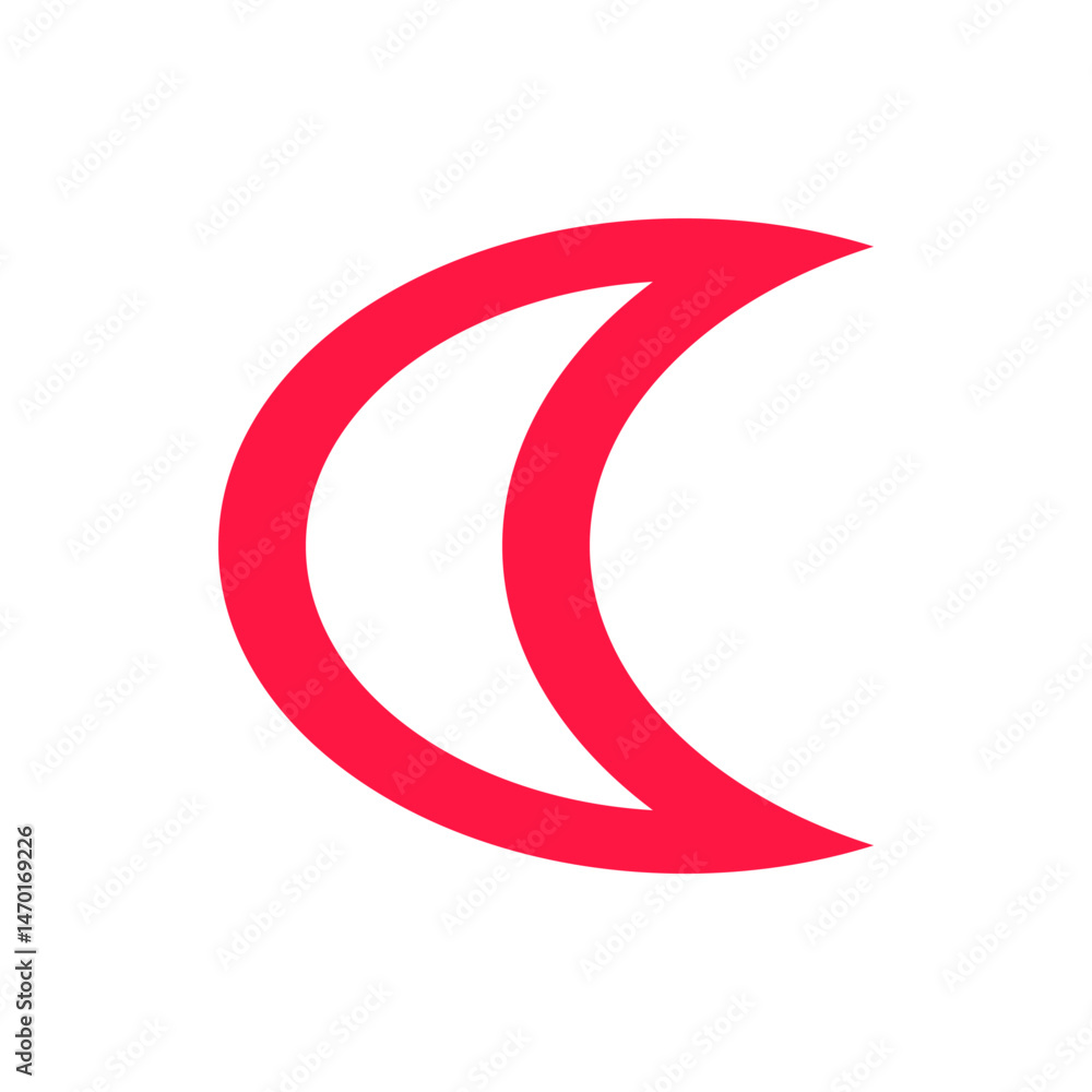 A curved red crescent shape with a white background creating a simple yet elegant minimalist design element A curved red crescent shape with a white background creating a simple yet elegant minimalist design element