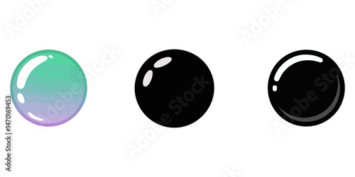 Bubble icons set. Soap foam symbols. Oxygen bubble, fizzy drink icon. Bubbles outline vector icons. Vector, Soap bubbles icon set. Vector linear illustration of air bubbles. Bath detergent design pro.