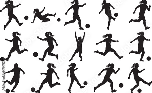 Wallpaper Mural Women's Soccer Player Silhouette Variations Torontodigital.ca