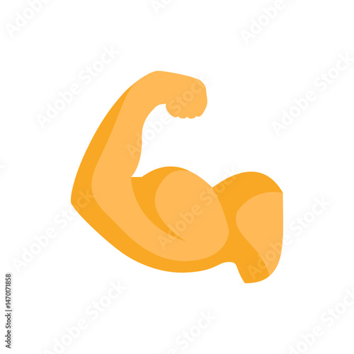 Illustration of a flexed arm showing biceps and forearm muscles in a bright orange color on white background