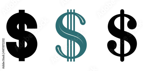 dollar silhouette set, Dollar Sign Black Silhouette Vector,  dollar symbol vector template design, usd currency symbol design, usd logo icon design template. money vector. dollar icon set. minimal.