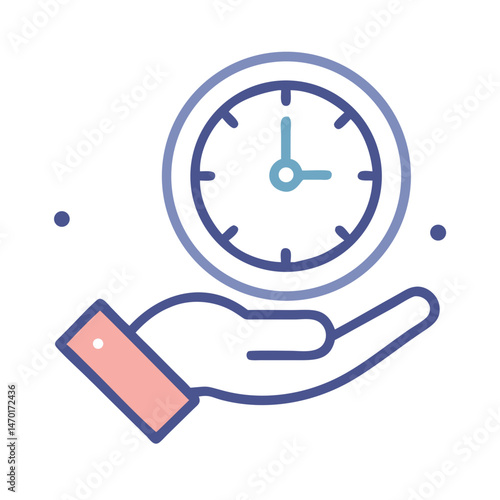 Hand Holding Clock Icon – Time Management, Schedule, and Productivity Symbol