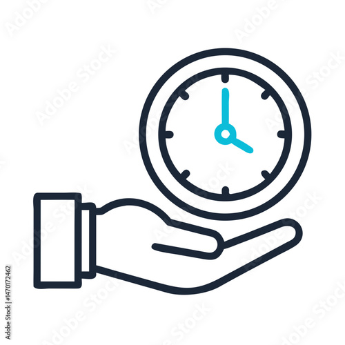 Hand Holding Clock Icon – Time Management, Schedule, and Productivity Symbol