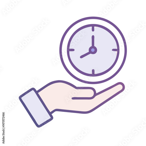 Hand Holding Clock Icon – Time Management, Schedule, and Productivity Symbol