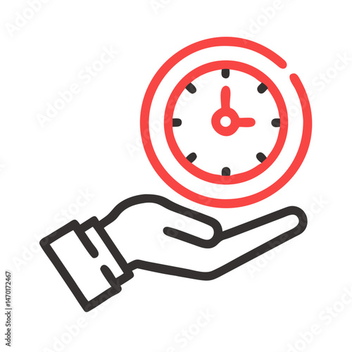 Hand Holding Clock Icon – Time Management, Schedule, and Productivity Symbol