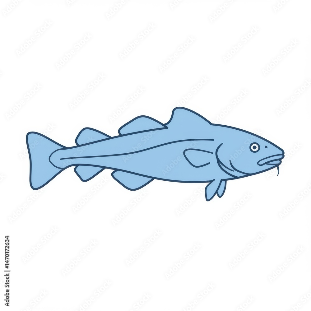 Obraz premium Light Blue Cod Fish Illustration