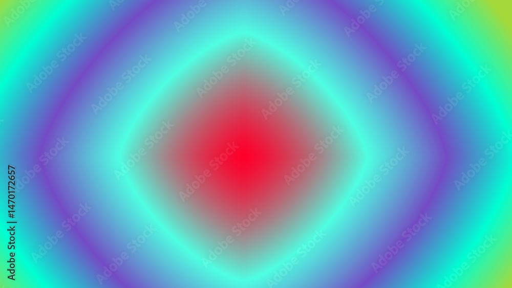 Fototapeta premium Vibrant abstract gradient background featuring concentric diamond shapes in red, cyan, purple, and green.