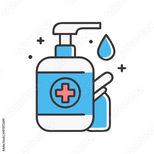  Hand Sanitizer Bottle Icon – Hygiene, Disinfection, and Health Protection Symbol