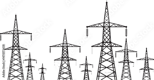 High-voltage transmission tower with power lines illustrating energy distribution and essential infrastructure for electricity supply	
