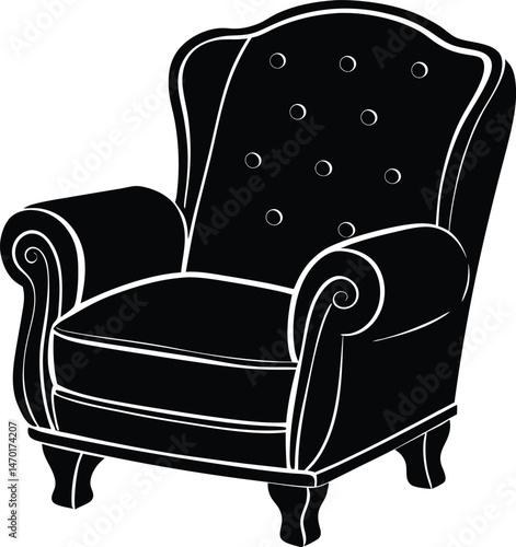 silhouette black leather armchair kids vector art