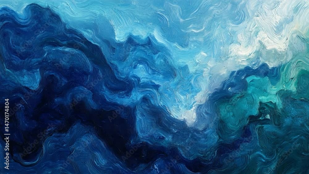 Abstract Ocean Dreamscape: A mesmerizing blue and teal impasto painting evoking the depths of the sea, capturing the essence of tranquility and wonder. Abstract Ocean Dreamscape: A mesmerizing blue and teal impasto painting evoking the depths of the sea, capturing the essence of tranquility and wonder.