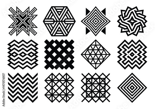 Modern geometric pattern. Retro Scandinavian style. Geometric shape set.