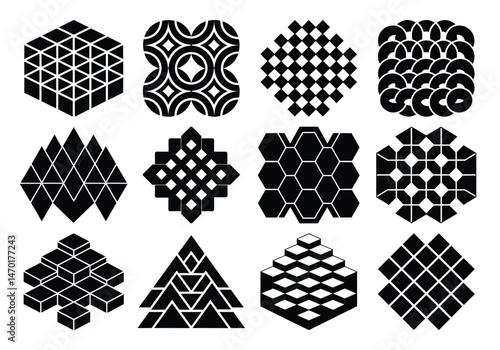 Modern geometric pattern. Retro Scandinavian style. Geometric shape set.