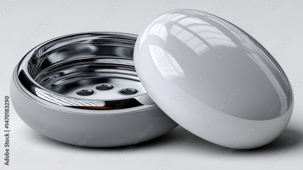 Detailed 3D rendering of two round badges showcasing unique design features on a clean white background