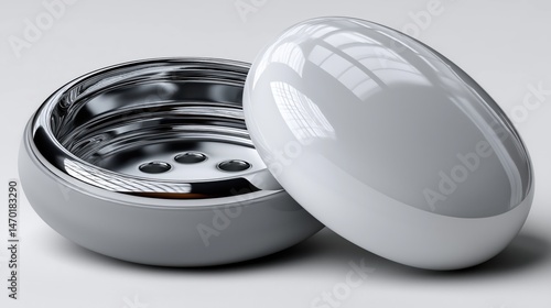 Obraz na płótnie Detailed 3D rendering of two round badges showcasing unique design features on a clean white background w salonie
