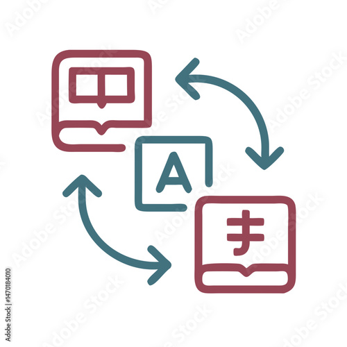 Language Translation Icons – Multilingual Communication and Globalization Symbol Vector Design