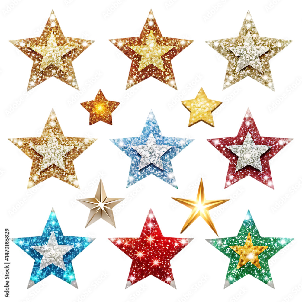 Obraz premium Sparkling Glitter Stars: Colorful Festive Collection for Design